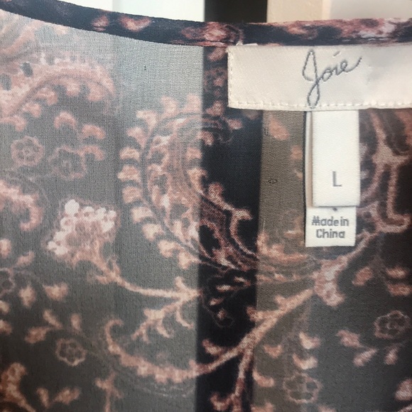 Sheer blue and taupe baby doll Joie silk blouse - Picture 2 of 2